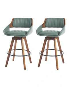 Faux Leather Counter Height Bar Stools Set of 2, Mid Century Modern Retro Bar Chairs