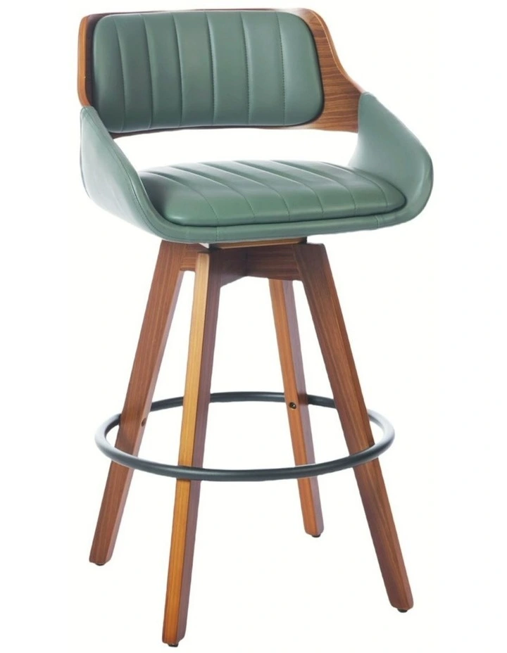 Faux Leather Counter Height Bar Stools Set of 2, Mid Century Modern Retro Bar Chairs image 5
