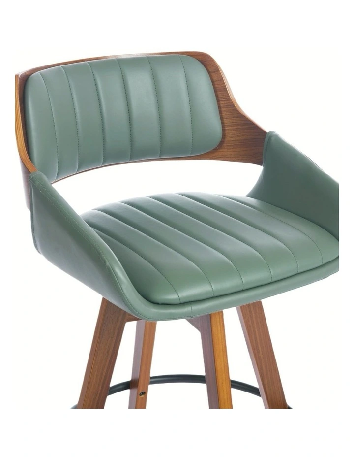 Faux Leather Counter Height Bar Stools Set of 2, Mid Century Modern Retro Bar Chairs image 6