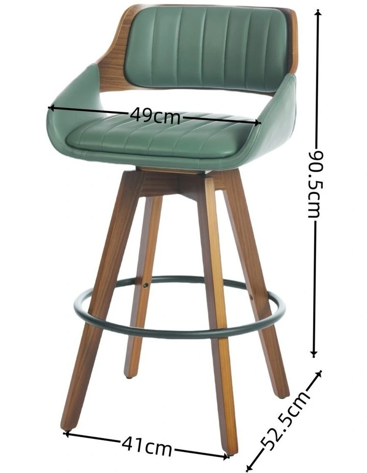 Faux Leather Counter Height Bar Stools Set of 2, Mid Century Modern Retro Bar Chairs image 7