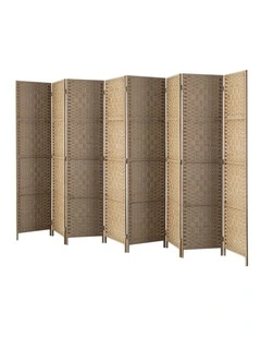 Oikiture 8 Panel Room Divider Privacy Screen Dividers Woven Wood Fold Stand