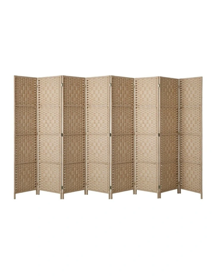Oikiture 8 Panel Room Divider Privacy Screen Dividers Woven Wood Fold Stand image 2