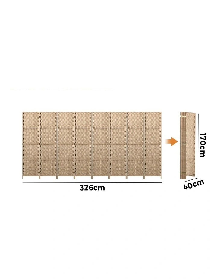 Oikiture 8 Panel Room Divider Privacy Screen Dividers Woven Wood Fold Stand image 3