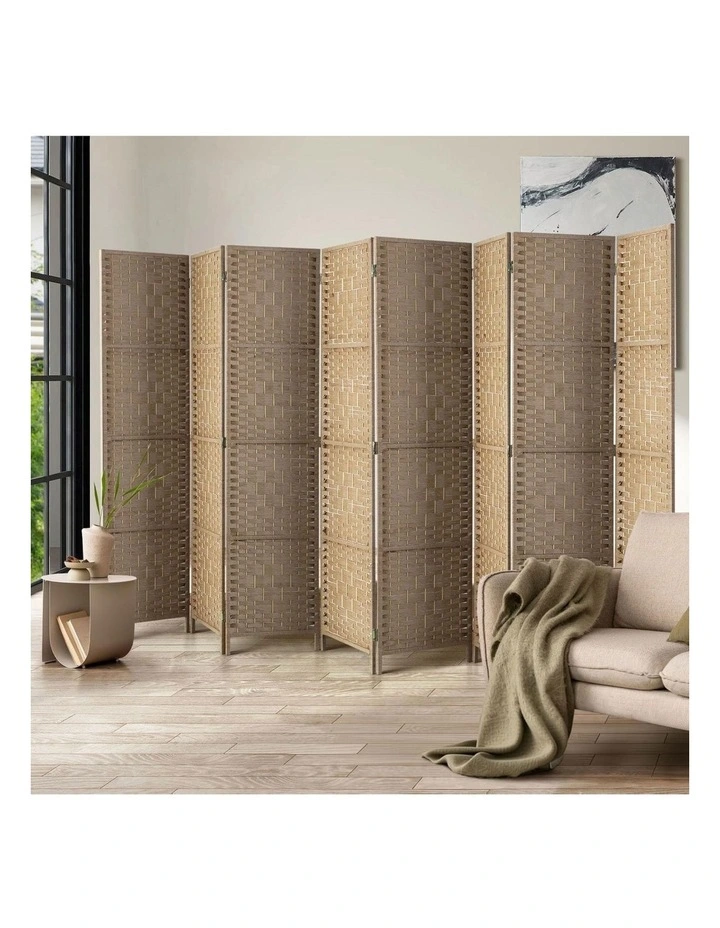 Oikiture 8 Panel Room Divider Privacy Screen Dividers Woven Wood Fold Stand image 4