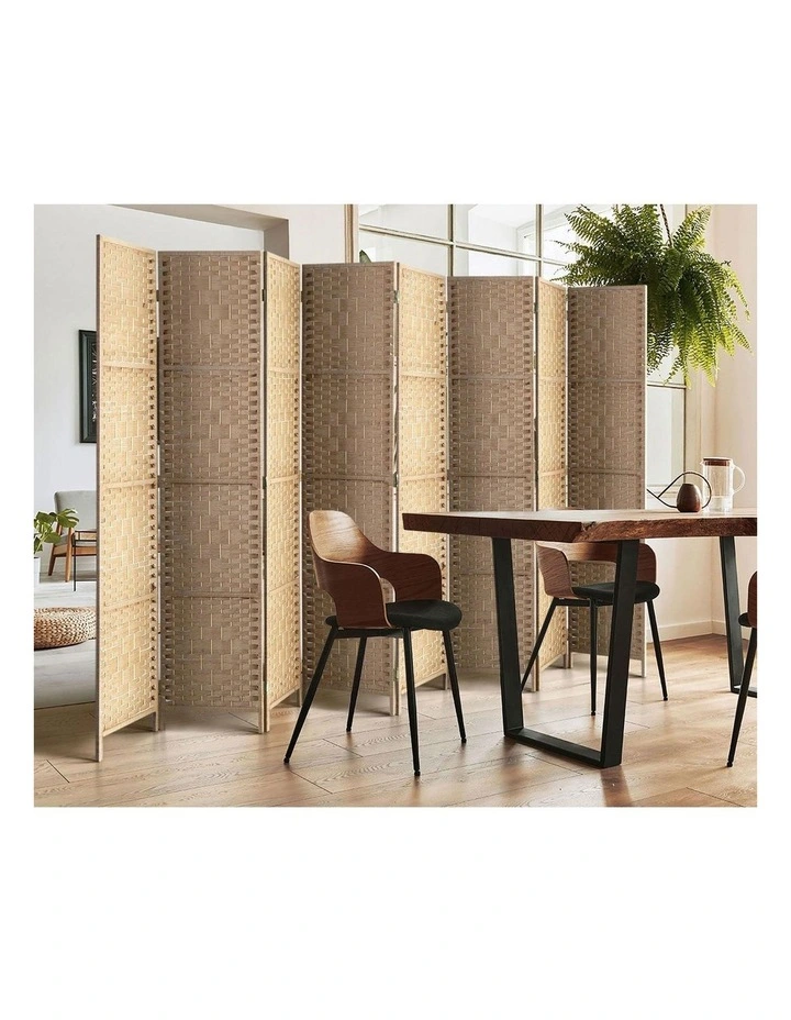 Oikiture 8 Panel Room Divider Privacy Screen Dividers Woven Wood Fold Stand image 7