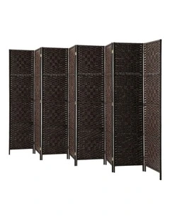 Oikiture 8 Panel Room Divider Screen Privacy Dividers Woven Wood Folding Brown