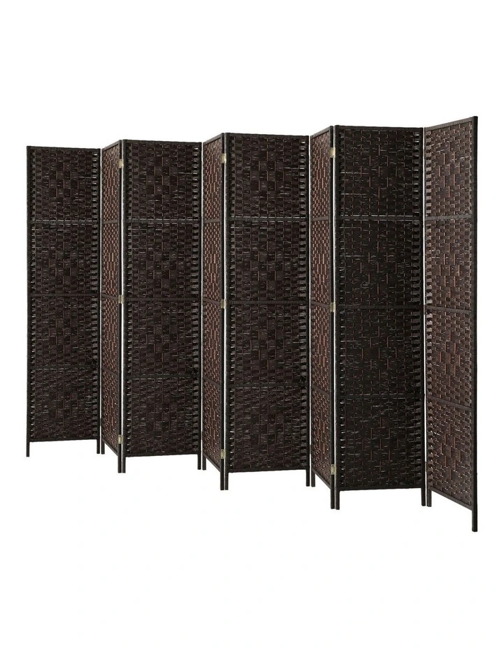 Oikiture 8 Panel Room Divider Screen Privacy Dividers Woven Wood Folding Brown image 1