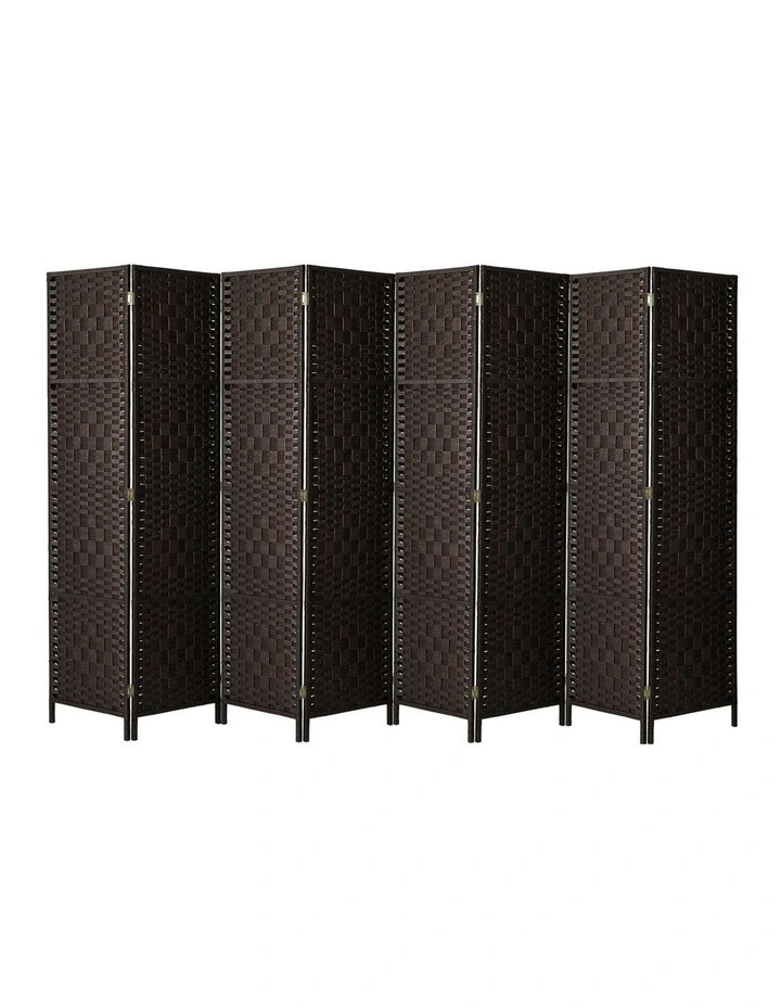 Oikiture 8 Panel Room Divider Screen Privacy Dividers Woven Wood Folding Brown image 2