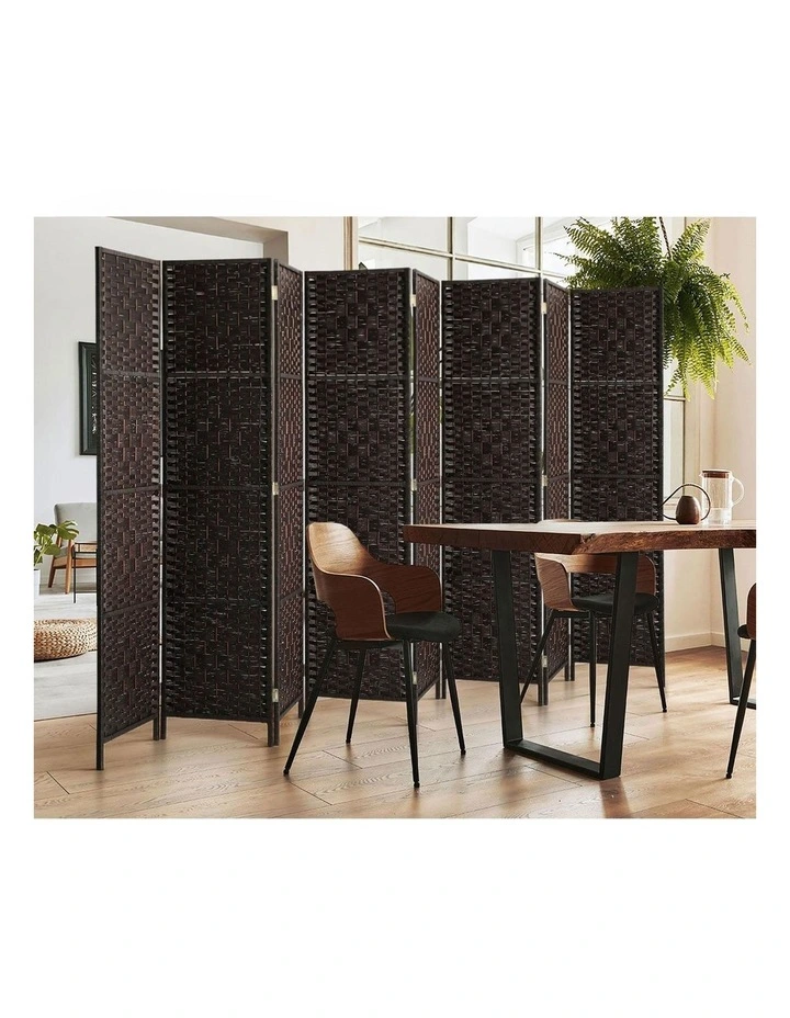 Oikiture 8 Panel Room Divider Screen Privacy Dividers Woven Wood Folding Brown image 7
