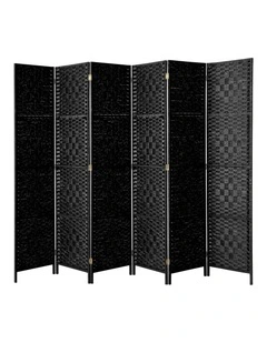 Oikiture 6 Panel Room Divider Screen Privacy Dividers Woven Wood Folding Black