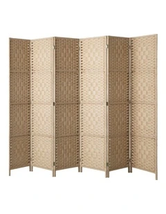 Oikiture 6 Panel Room Divider Privacy Screen Dividers Woven Wood Fold Stand