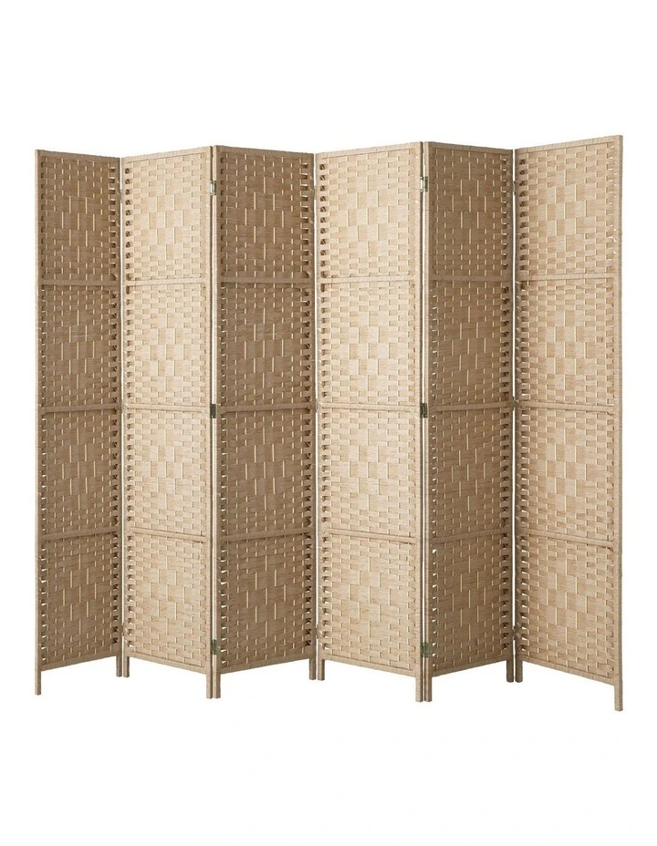 Oikiture 6 Panel Room Divider Privacy Screen Dividers Woven Wood Fold Stand image 1