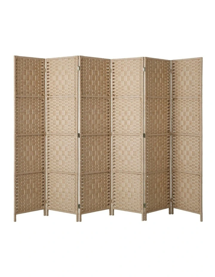 Oikiture 6 Panel Room Divider Privacy Screen Dividers Woven Wood Fold Stand image 2