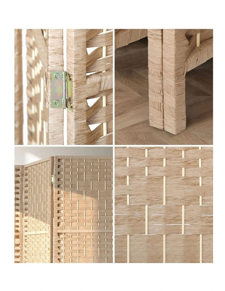 Oikiture 6 Panel Room Divider Privacy Screen Dividers Woven Wood Fold Stand image 6
