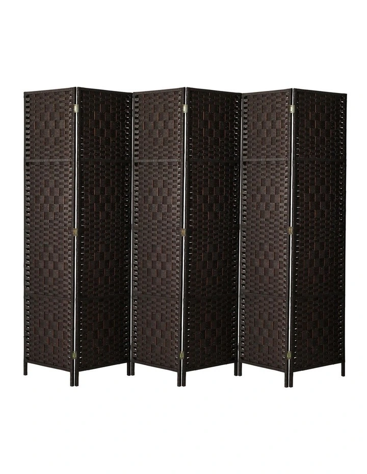 Oikiture 6 Panel Room Divider Screen Privacy Dividers Woven Wood Folding Brown image 2