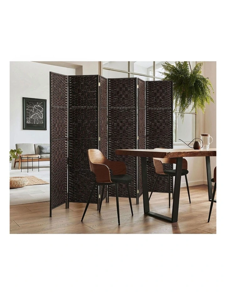 Oikiture 6 Panel Room Divider Screen Privacy Dividers Woven Wood Folding Brown image 7
