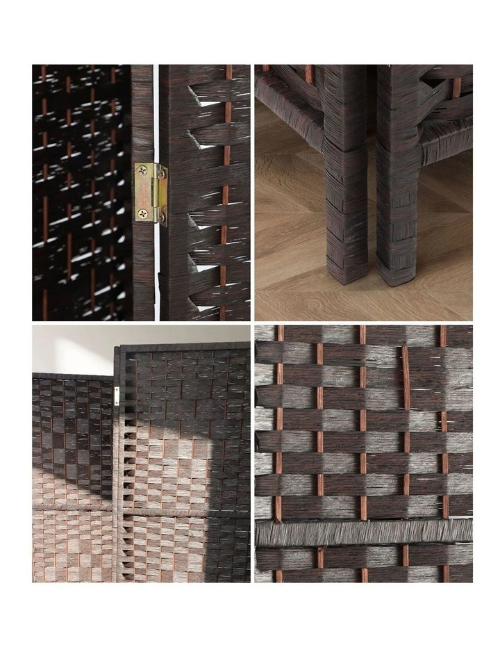 Oikiture 4 Panel Room Divider Screen Privacy Dividers Woven Wood Folding Brown image 6