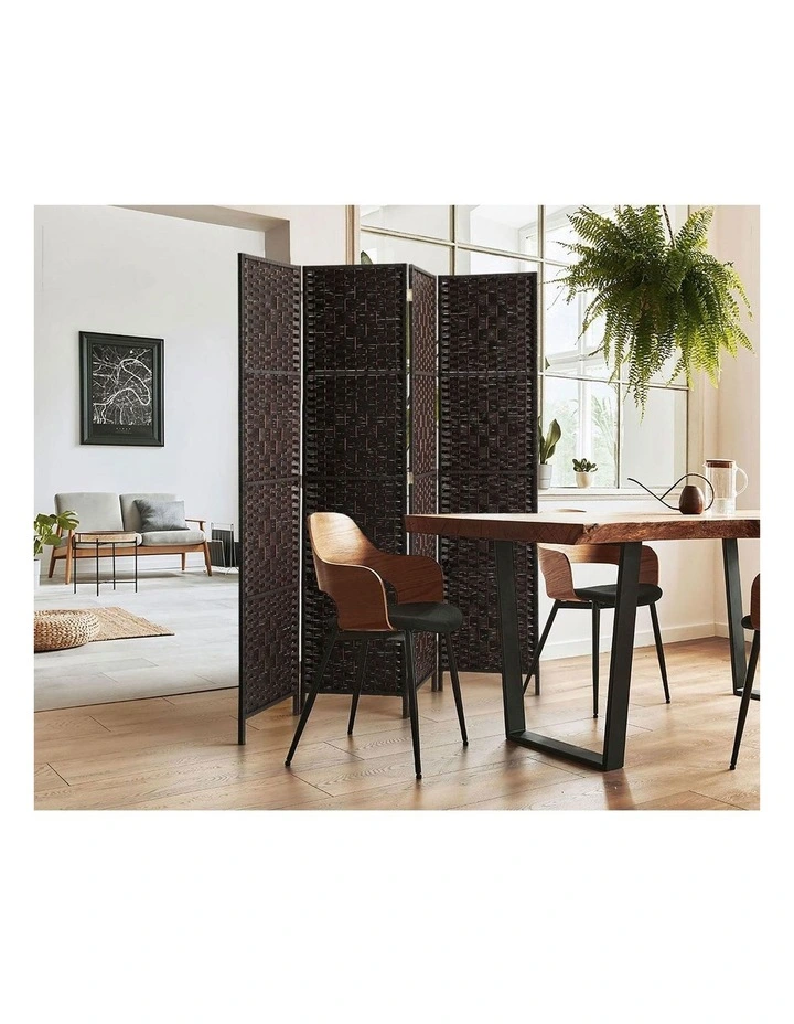 Oikiture 4 Panel Room Divider Screen Privacy Dividers Woven Wood Folding Brown image 7