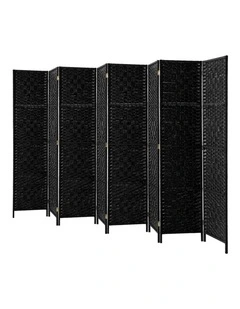 Oikiture 8 Panel Room Divider Screen Privacy Dividers Woven Wood Folding Black
