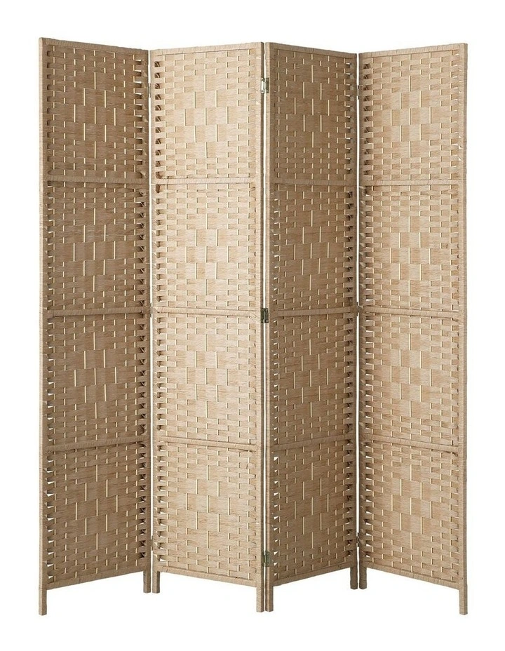 Oikiture 4 Panel Room Divider Privacy Screen Dividers Woven Wood Fold Stand image 1