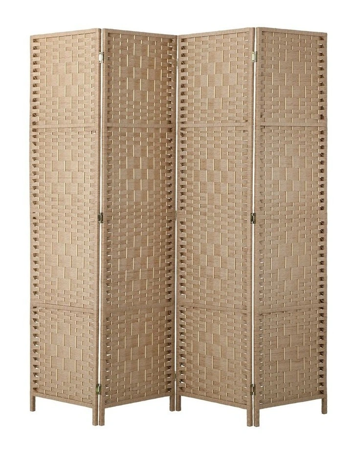 Oikiture 4 Panel Room Divider Privacy Screen Dividers Woven Wood Fold Stand image 2