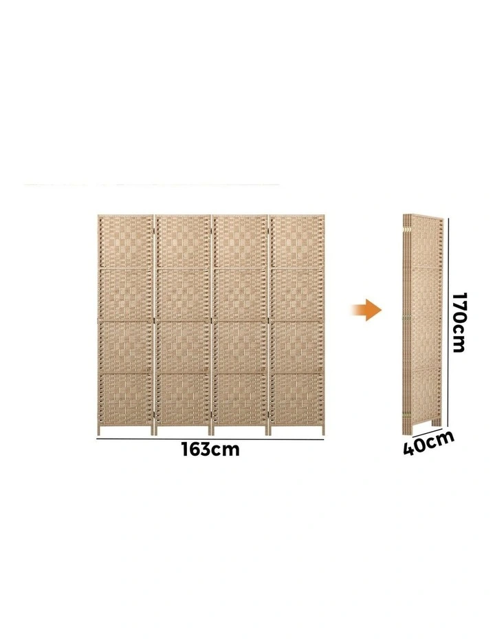 Oikiture 4 Panel Room Divider Privacy Screen Dividers Woven Wood Fold Stand image 3