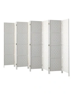 Oikiture 8 Panel Room Divider Screen Privacy Dividers Woven Wood Folding White