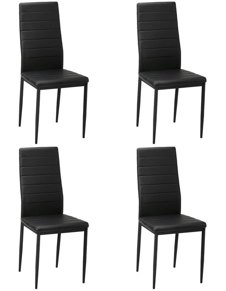 Oikiture 4PCS Dining Chairs High-Back Kitchen Chair Padded Faux Leather Black image 1