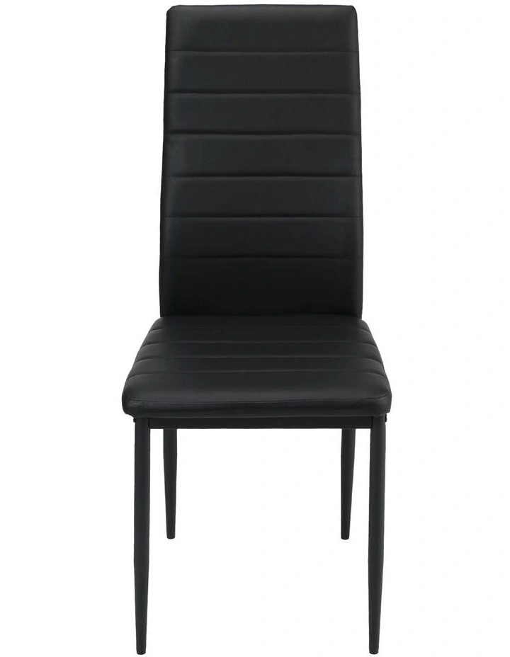 Oikiture 4PCS Dining Chairs High-Back Kitchen Chair Padded Faux Leather Black image 2