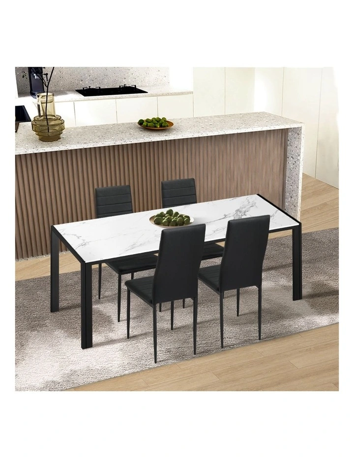 Oikiture 4PCS Dining Chairs High-Back Kitchen Chair Padded Faux Leather Black image 5