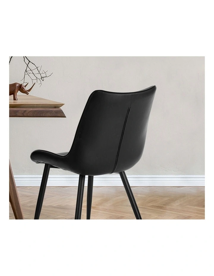 Oikiture 2x Dining Chairs Kitchen Accent Chairs Upholstered PU Leather Black image 6