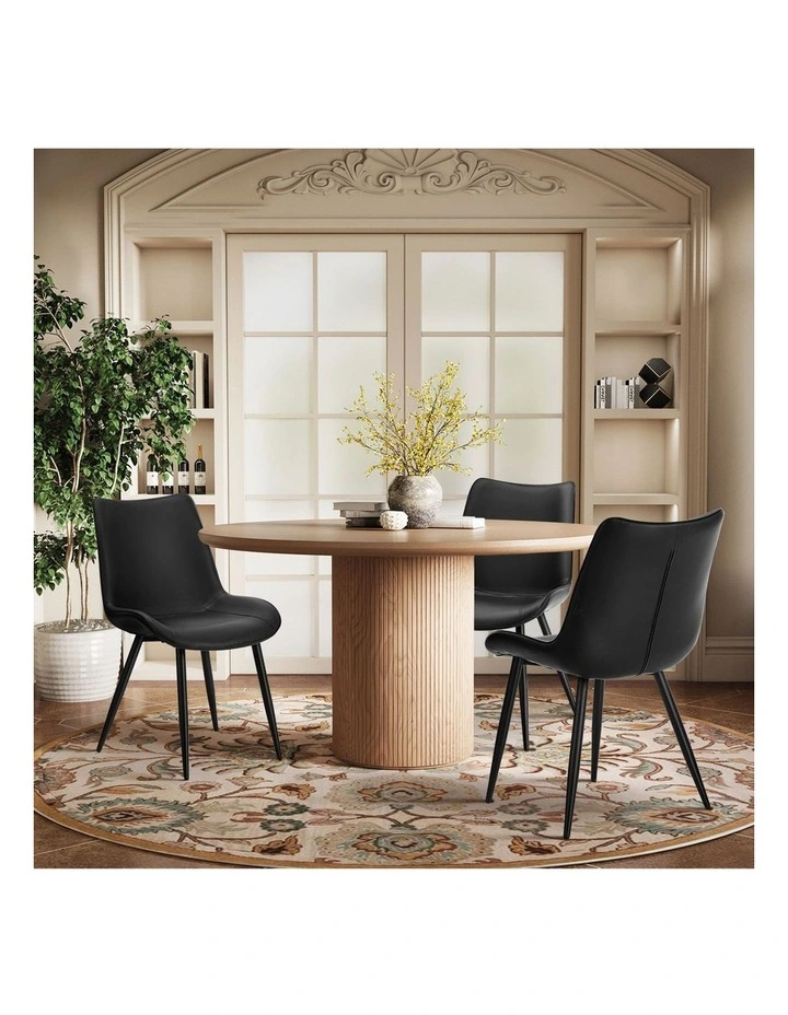 Oikiture 2x Dining Chairs Kitchen Accent Chairs Upholstered PU Leather Black image 7
