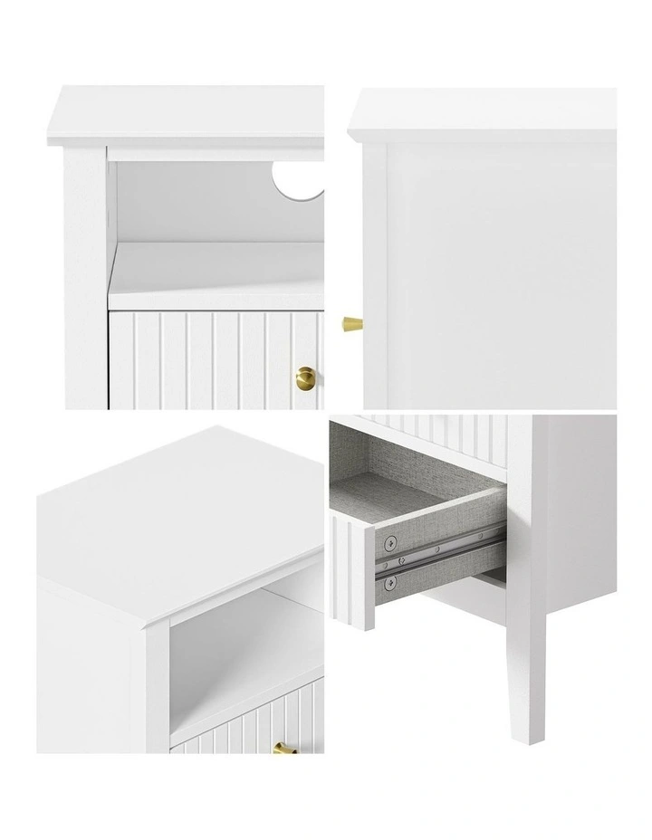 Oikiture Bedside Table Nightstand 2 Drawer with Shelf Storage Cabinet White image 6