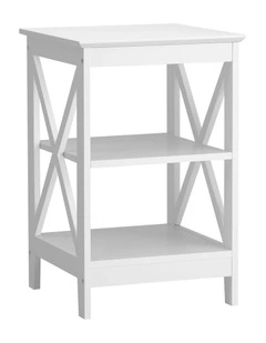 Oikiture Side Table Coffee Bedside Sofa End Tables 3-tier Shelf White