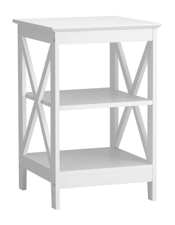 Oikiture Side Table Coffee Bedside Sofa End Tables 3-tier Shelf White image 1