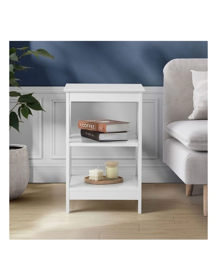 Oikiture Side Table Coffee Bedside Sofa End Tables 3-tier Shelf White image 5