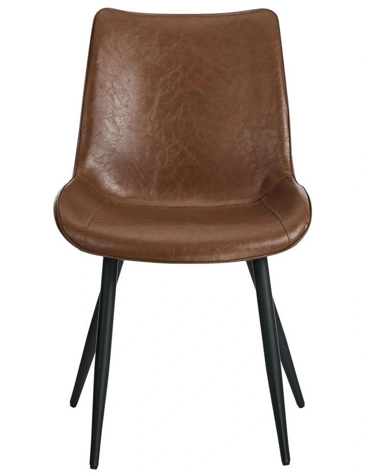 Oikiture 2x Dining Chairs Kitchen Accent Chairs Upholstered PU Leather Brown image 2