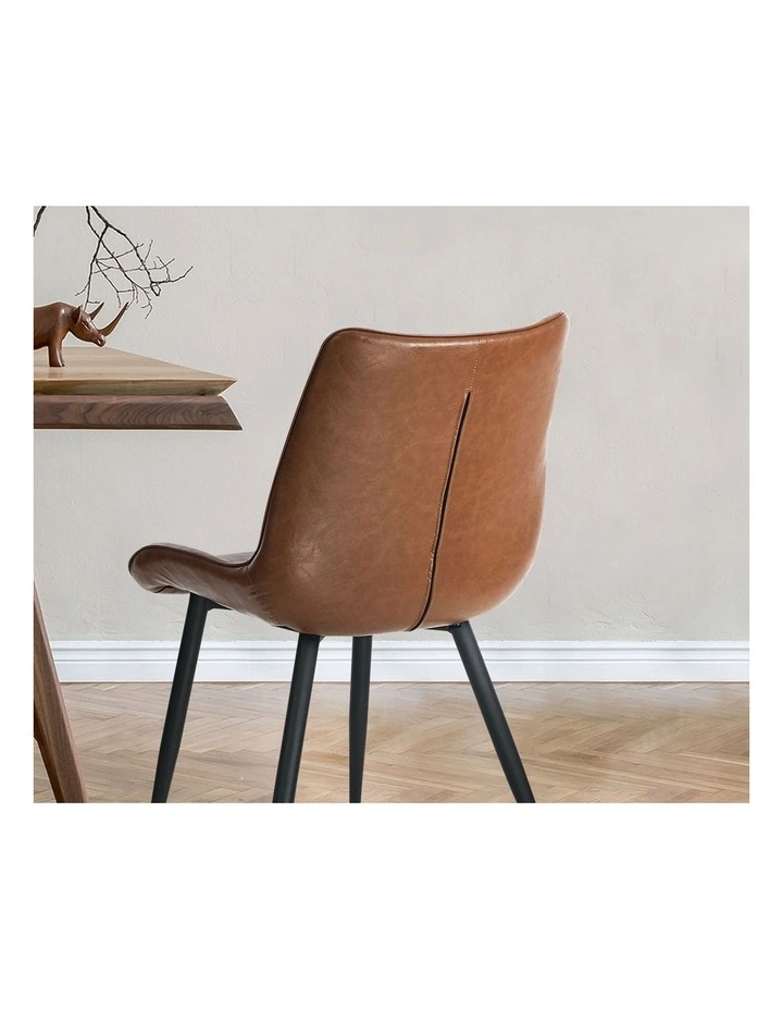 Oikiture 2x Dining Chairs Kitchen Accent Chairs Upholstered PU Leather Brown image 6