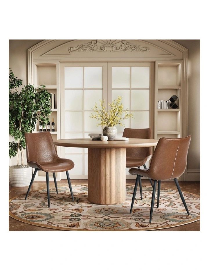 Oikiture 2x Dining Chairs Kitchen Accent Chairs Upholstered PU Leather Brown image 7