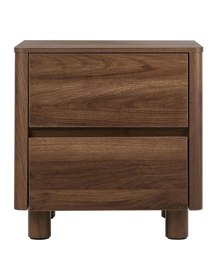 Oikiture Bedside Table 2 Drawers Storage Cabinet Nightstand Side Table Walnut image 2
