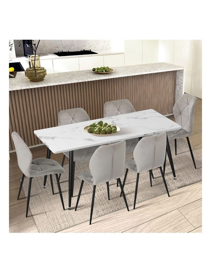 Oikiture Set of 2 Dining Chairs Kitchen Chair Padded Seat High Back Velvet Grey image 5