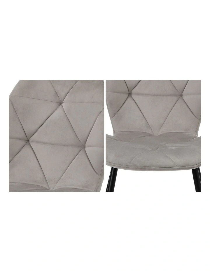 Oikiture Set of 2 Dining Chairs Kitchen Chair Padded Seat High Back Velvet Grey image 6