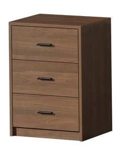Oikiture Bedside Table 3 Drawers Nightstand Bedroom Storage Side End Walnut
