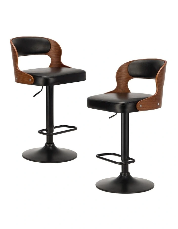 Oikiture 2X Bar Stool Gas Lift Kitchen Swivel Chair Leather LUKA image 1