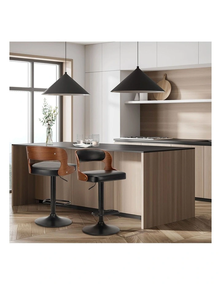Oikiture 2X Bar Stool Gas Lift Kitchen Swivel Chair Leather LUKA image 5