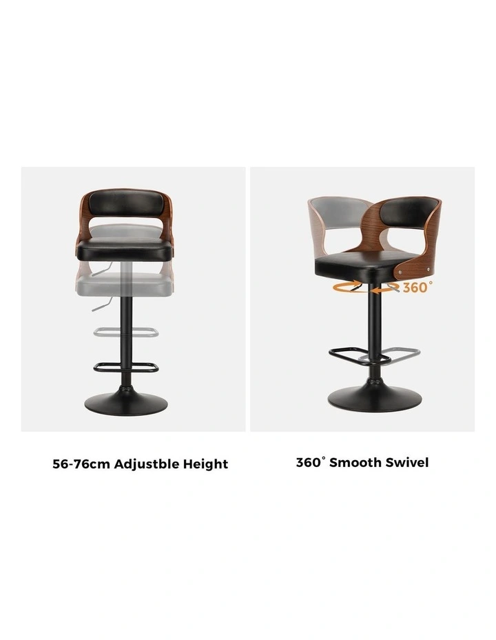 Oikiture 2X Bar Stool Gas Lift Kitchen Swivel Chair Leather LUKA image 6