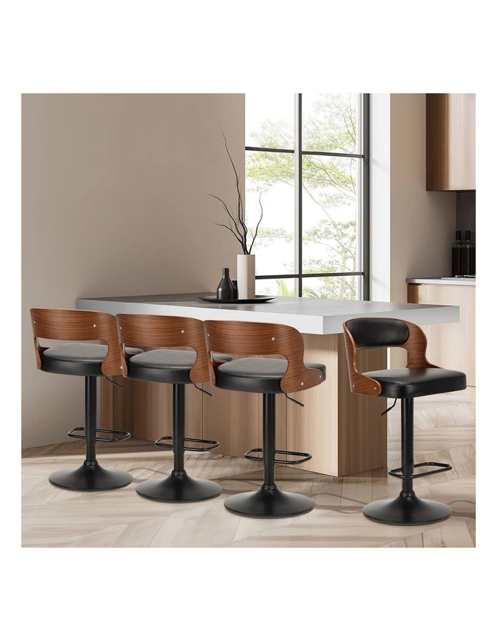 Oikiture 2X Bar Stool Gas Lift Kitchen Swivel Chair Leather LUKA image 7