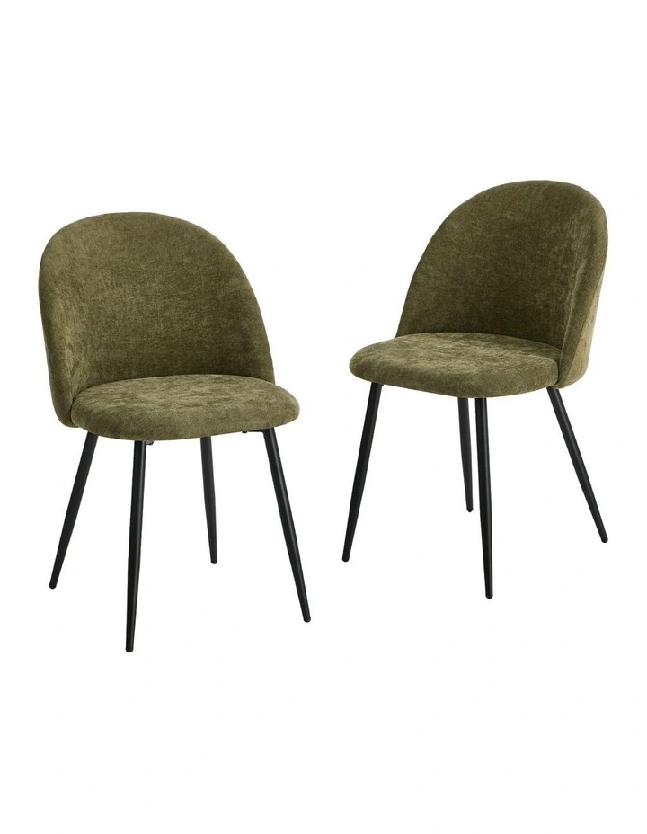 Oikiture 2x Dining Chairs Accent Chair Armchair Kitchen Upholstered Linen Green image 1