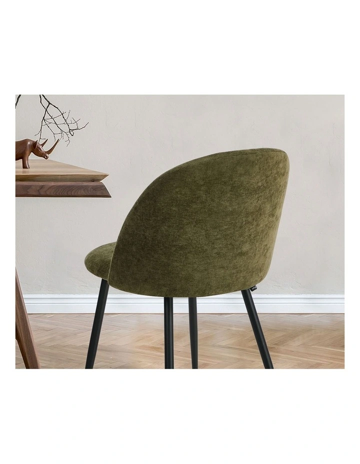 Oikiture 2x Dining Chairs Accent Chair Armchair Kitchen Upholstered Linen Green image 6