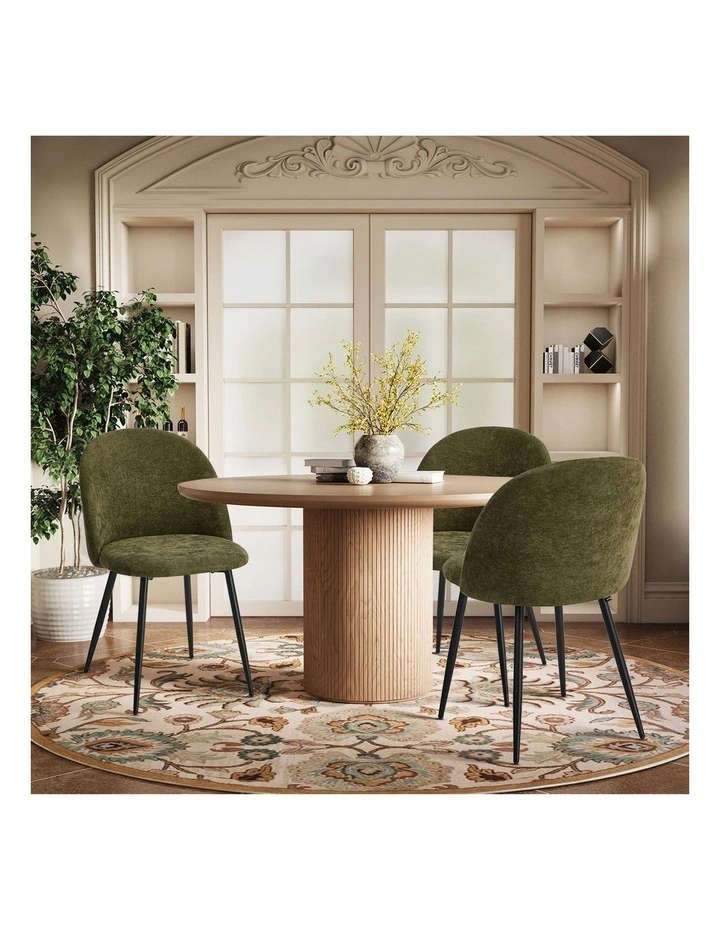 Oikiture 2x Dining Chairs Accent Chair Armchair Kitchen Upholstered Linen Green image 7